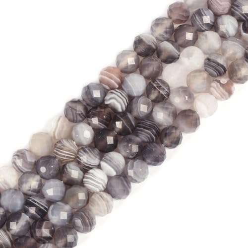 6 mm Botswana-Achat, facettierter Edelstein, rund, lose Perlen, Strang, 39,4–40,6 cm, DIY-Schmuckherstellung 6 mm Botswana-Achat, facettierter Edelstein, rund, lose Perlen, Strang, 39,4–40,6 cm, DIY-Schmuckherstellung von Justinstones