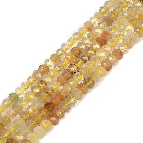 6 mm mehrfarbige Rutilquarz-Perlen, facettierte Rondelle, lose Perlen, Schmuckherstellung, DIY-Perlen, 40,6 cm von Justinstones
