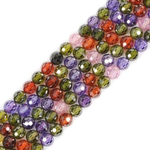 6 mm mehrfarbiger Zirkon facettierter Edelstein, rund, lose Perlen, Strang, 39,4–40,6 cm, DIY-Schmuckherstellung 6 mm mehrfarbiger Zirkon facettierter Edelstein, rund, lose Perlen, Strang, 39,4–40,6 cm, DIY-Schmuckherstellung von Justinstones