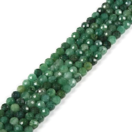 Afrikanische Jade, 3 mm, facettierter Edelstein, rund, lose Perlen, Strang, 39,4–40,6 cm, DIY-Schmuckherstellung von Justinstones