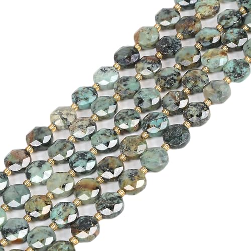Afrikanischer Türkis, facettierte Münzscheibe, Davidstern, lose Perlen, Schmuckherstellung, Strang, 10 mm, 38,1 cm von Justinstones