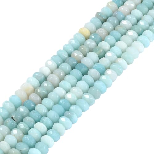 Amazonite facettierte Rondelle-Abstandhalter, lose Perlen, 40,6 cm, für Schmuckherstellung, 8 mm von Justinstones
