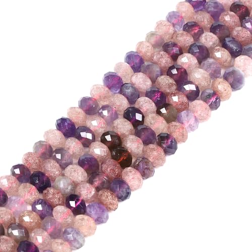 Amethyst und Erdbeerquarz, 6 mm, Edelstein, facettiert, Rondelle, lose Perlen, DIY-Schmuckherstellung, Perlen, 40,6 cm Amethyst und Erdbeerquarz, 6 mm, Edelstein, facettiert, Rondelle, lose Perlen, DIY-Schmuckherstellung, Perlen, 40,6 cm von Justinstones