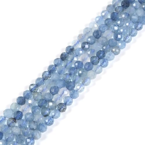Aquamarin, 3 mm, facettierter Edelstein, rund, lose Perlen, Strang, 39,4–40,6 cm, DIY-Schmuckherstellung Aquamarin, 3 mm, facettierter Edelstein, rund, lose Perlen, Strang, 39,4–40,6 cm, DIY-Schmuckherstellung von Justinstones