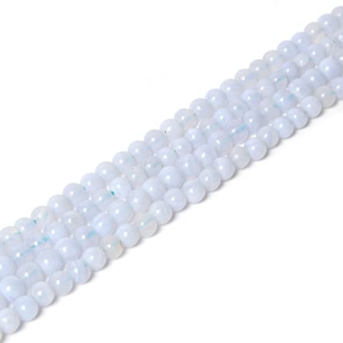 Blauer Spitzen-Achat, 4 mm, runde Heilkristall-Perlen, lose Perlen, 40,6 cm für Schmuckherstellung von Justinstones