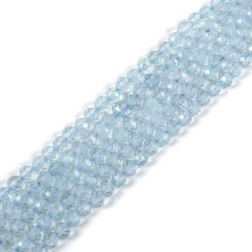 Blauer Topas, 3 mm, facettierter Edelstein, rund, lose Perlen, Strang, 39,4–40,6 cm, DIY-Schmuckherstellung von Justinstones