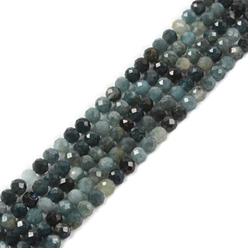 Blauer Turmalin 4 mm facettierte runde Perlen lose Perlen 40,6 cm für Schmuckherstellung Perlen von Justinstones
