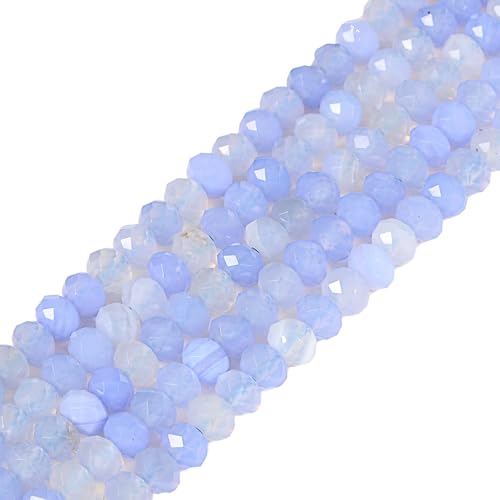 Blauer gebänderter Achat, 6 mm, Edelstein, facettierte Rondelle, lose Perlen, DIY-Schmuckherstellung, Perlen, 40,6 cm von Justinstones
