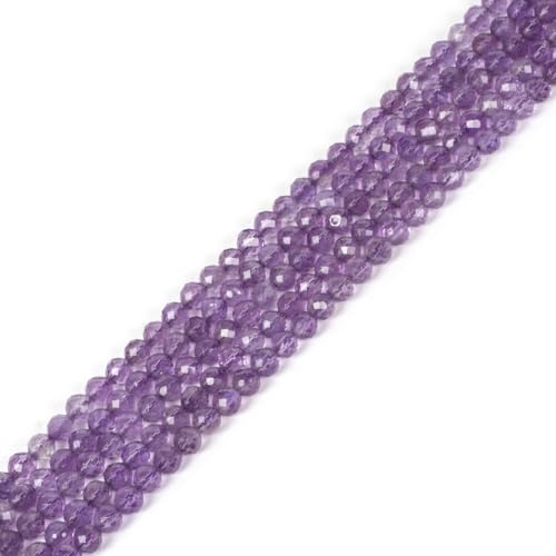 Facettierte, runde Perlen mit hellem Amethyst, 4 mm, lose Perlen, 40,6 cm, zur Schmuckherstellung von Justinstones