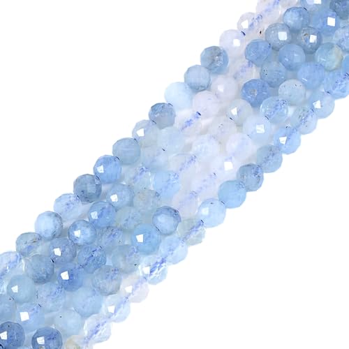 Facettierte runde Perlen in verschiedenen Farben, Aquamarin, 40,6 cm, für Schmuckherstellung Facettierte runde Perlen in verschiedenen Farben, Aquamarin, 40,6 cm, für Schmuckherstellung von Justinstones