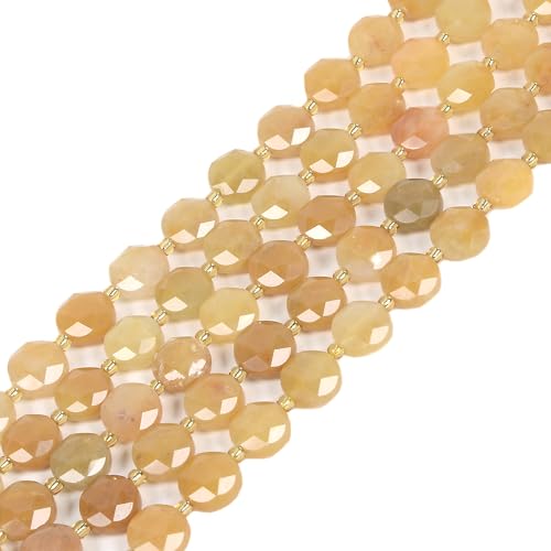 Gelbe Jade facettierte Münzscheibe, Davidstern, lose Perlen, Schmuckherstellung, 10 mm, 38,1 cm von Justinstones