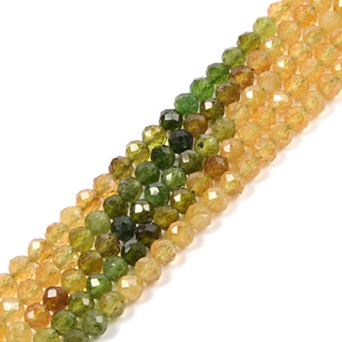 Gelbgrüner Turmalin 4 mm facettierte runde Perlen lose Perlen 40,6 cm für Schmuckherstellung Perlen von Justinstones
