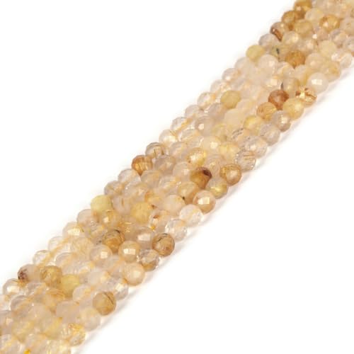 Goldene Rutilquarz-Perlen, 4 mm, facettierte, runde Perlen, lose Perlen, 40,6 cm, für Schmuckherstellung Goldene Rutilquarz-Perlen, 4 mm, facettierte, runde Perlen, lose Perlen, 40,6 cm, für Schmuckherstellung von Justinstones