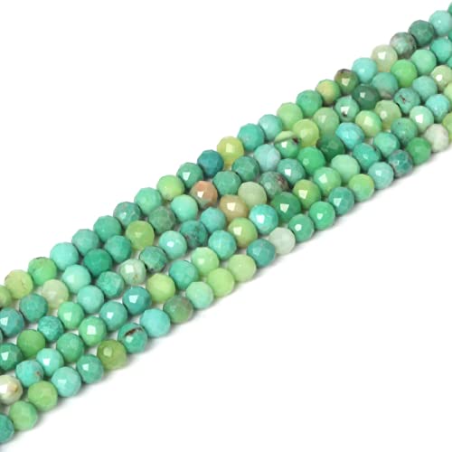 Justinstones: Natürliche grüne Chrysopras-Perlen, 4 mm, facettiert, rund, lose, 40,6 cm, 96 Stück, für Schmuckherstellung von Justinstones
