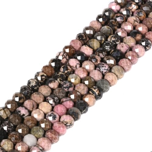 Matrix Rhodonit, facettierte Rondelle-Abstandhalter, lose Perlen, 40,6 cm, für Schmuckherstellung, 8 mm von Justinstones