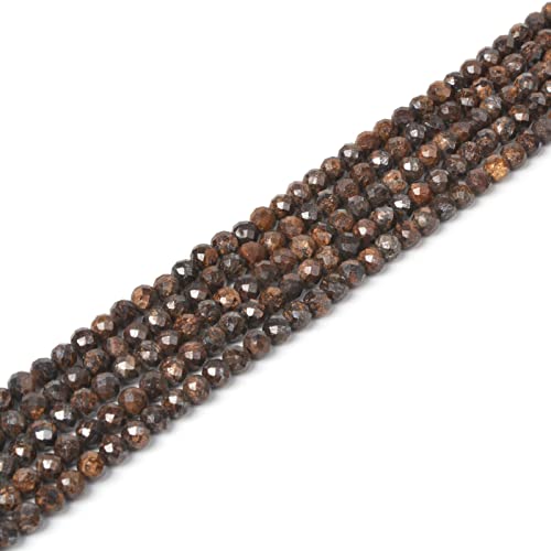 Natürliche Bronzit-Perlen, 4 mm, facettierte, runde Perlen, lose Perlen, 40,6 cm, für Schmuckherstellung von Justinstones
