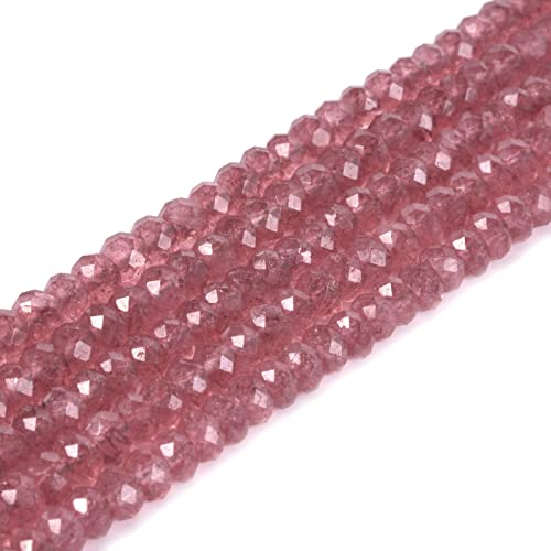 Natürlicher Erdbeerquarz-Edelstein, 4 mm, facettierte Rondelle-Abstandshalter, lose Perlen, 40,6 cm, zur Schmuckherstellung Natürlicher Erdbeerquarz-Edelstein, 4 mm, facettierte Rondelle-Abstandshalter, lose Perlen, 40,6 cm, zur Schmuckherstellung von Justinstones