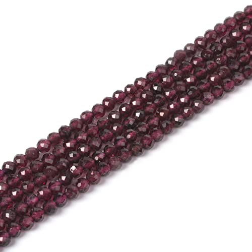 Natürlicher Granat, 4 mm, facettierte, runde Perlen, lose Perlen, 40,6 cm, für Schmuckherstellung von Justinstones