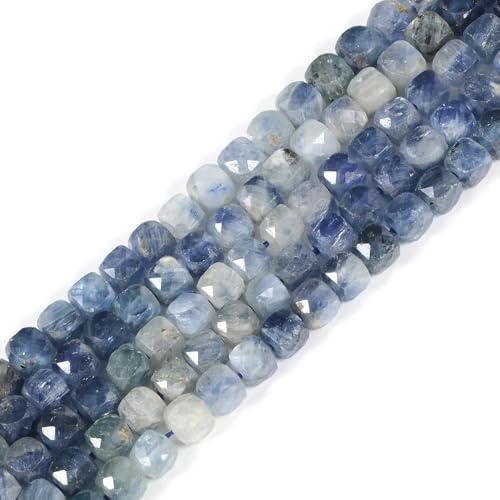 Natürlicher Kyanit-Edelstein, 4 mm, facettiert, quadratisch, lose Perlen, 40,6 cm, für DIY-Schmuckherstellung von Justinstones