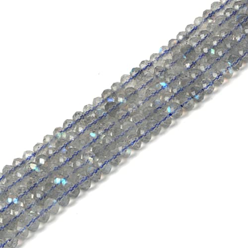 Natürlicher Labradorit-Edelstein, 4 mm, facettierte Rondelle-Abstandshalter, lose Perlen, 40,6 cm, zur Schmuckherstellung Natürlicher Labradorit-Edelstein, 4 mm, facettierte Rondelle-Abstandshalter, lose Perlen, 40,6 cm, zur Schmuckherstellung von Justinstones