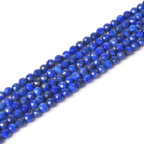 Natürliche Lapislazuli, 4 mm, facettierte, runde Perlen, lose Perlen, 40,6 cm, zur Schmuckherstellung von Justinstones
