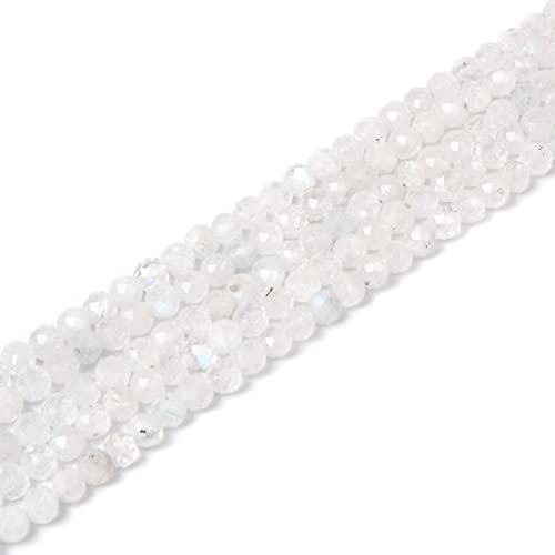 Natürlicher Mondstein, 4 mm, facettierte, runde Perlen, lose Perlen, 40,6 cm, für Schmuckherstellung von Justinstones