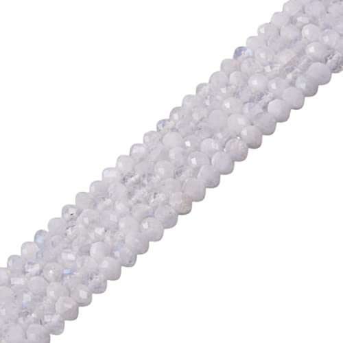 Natürlicher Mondstein, 4 mm, facettierte Rondelle-Abstandshalter, lose Perlen, 40,6 cm, für Schmuckherstellung von Justinstones