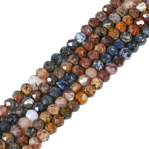 Natürlicher Pietersit-Edelstein, 4 mm, facettierte Rondelle, Abstandshalter, lose Perlen, 40,6 cm, für Schmuckherstellung von Justinstones