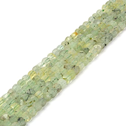 Natürlicher Prehnit-Edelstein, 4 mm, facettiert, quadratisch, lose Perlen, 40,6 cm für DIY Schmuckherstellung Perlen von Justinstones