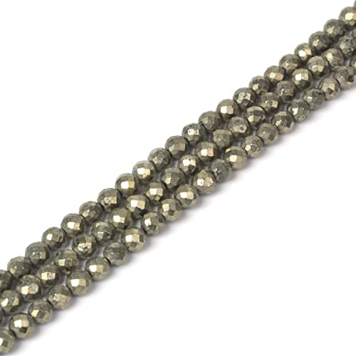 Natürlicher Pyrit, 4 mm, facettierte Kugel, Abstandshalter, lose Perlen, 40,6 cm für Schmuckherstellung von Justinstones