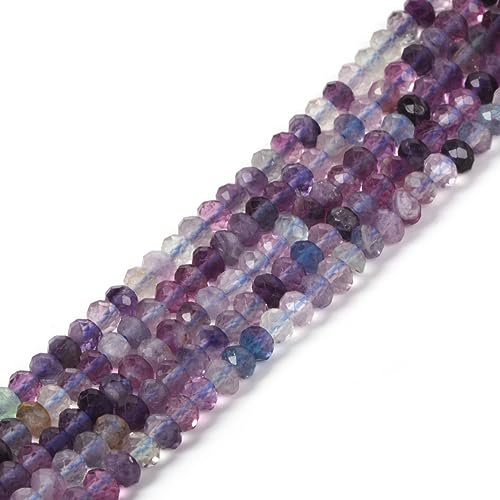 Natürlicher Regenbogen-Fluorit-Edelstein, 4 mm, facettierte Rondelle, Abstandshalter, lose Perlen, 40,6 cm, für Schmuckherstellung von Justinstones