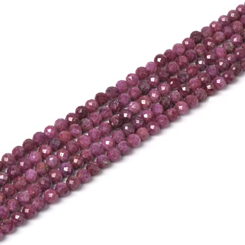 Natürliche Rubin 4 mm facettierte runde Perlen, lose Perlen, 40,6 cm, für Schmuckherstellung von Justinstones