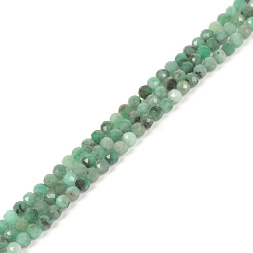 Natürlicher Smaragd, 4 mm, facettierte, runde Perlen, lose Perlen, 40,6 cm, für Schmuckherstellung von Justinstones