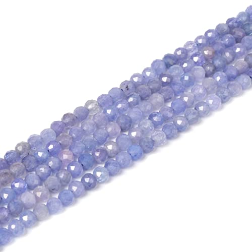 Natürlicher Tansanit, facettierte, runde Perlen, lose Perlen, 40,6 cm, für Schmuckherstellung Natürlicher Tansanit, facettierte, runde Perlen, lose Perlen, 40,6 cm, für Schmuckherstellung von Justinstones