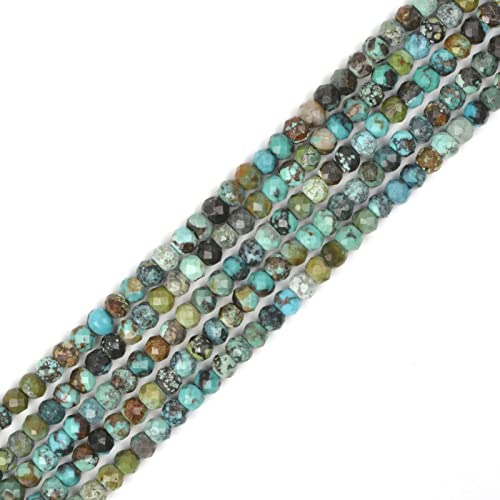 Natürlicher Türkis-Edelstein, 4 mm, facettierte Rondelle-Abstandshalter, lose Perlen, 40,6 cm, für Schmuckherstellung Natürlicher Türkis-Edelstein, 4 mm, facettierte Rondelle-Abstandshalter, lose Perlen, 40,6 cm, für Schmuckherstellung von Justinstones