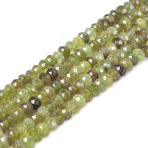 Natürlicher grüner Granat-Edelstein, 4 mm, facettierte Rondelle-Abstandshalter, lose Perlen, 40,6 cm, zur Schmuckherstellung Natürlicher grüner Granat-Edelstein, 4 mm, facettierte Rondelle-Abstandshalter, lose Perlen, 40,6 cm, zur Schmuckherstellung von Justinstones