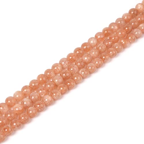 Natürlicher orangefarbener Sonnenstein, 4 mm, runde lose Perlen, 40,6 cm für Schmuckherstellung, Perlen von Justinstones