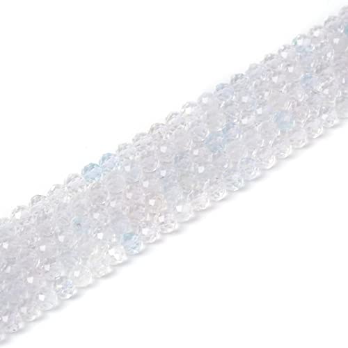 Natürlicher weißer Topas, 4 mm, facettierte, runde Perlen, lose Perlen, 40,6 cm, für Schmuckherstellung von Justinstones