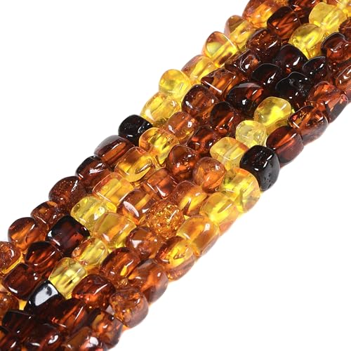 Quadratische lose Perlen aus natürlichem Bernstein und Kirschbernstein, 6 mm, für Schmuckherstellung, 38,1 cm Quadratische lose Perlen aus natürlichem Bernstein und Kirschbernstein, 6 mm, für Schmuckherstellung, 38,1 cm von Justinstones