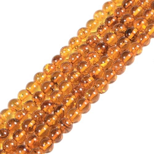 Runde lose Perlen aus natürlichem Bernstein für 4 mm Schmuckherstellung, 38,1 cm von Justinstones
