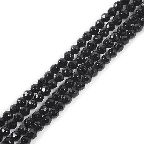 Schwarzer Obsidian 4mm facettierte runde Perlen lose Perlen 40,6 cm für Schmuckherstellung Perlen von Justinstones