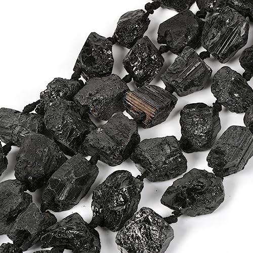 Schwarzer Turmalin-Edelstein, Kristall, Nugget, roh, abgestufte Perlen, Strang, 2 mm Loch, gebohrt Schwarzer Turmalin-Edelstein, Kristall, Nugget, roh, abgestufte Perlen, Strang, 2 mm Loch, gebohrt von Justinstones