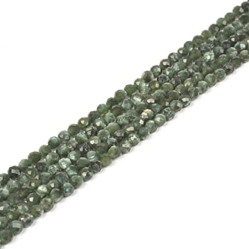 Seraphinit, 4 mm, facettierte runde Perlen, Abstandshalter, lose Perlen, 40,6 cm, für Schmuckherstellung von Justinstones
