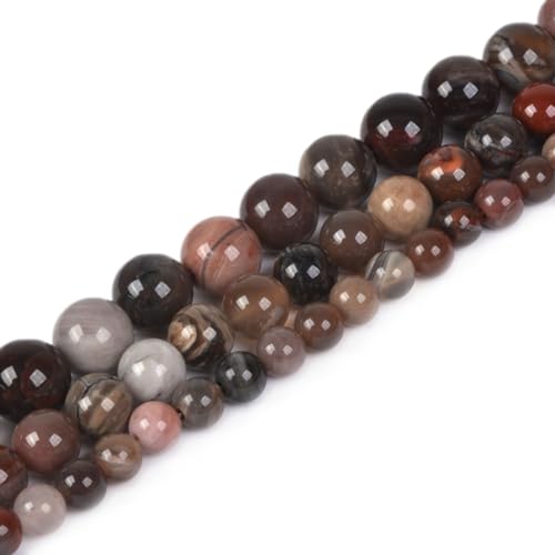 Versteinertes Holz, 6 mm, Edelsteinperlen, rund, lose Stränge, Perlen für selbstgemachte Halsketten, Armbänder, Schmuckherstellung, 38,1 cm Versteinertes Holz, 6 mm, Edelsteinperlen, rund, lose Stränge, Perlen für selbstgemachte Halsketten, Armbänder, Schmuckherstellung, 38,1 cm von Justinstones