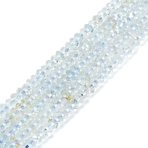 Weißer Topas, natürlicher Edelstein, 4 mm, facettierte Rondelle, Abstandshalter, lose Perlen, 40,6 cm, zur Schmuckherstellung von Justinstones