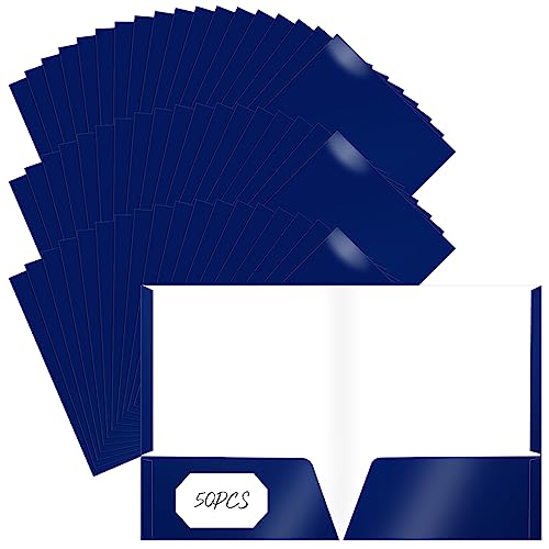 Jutom Glänzende Papiermappen, 2 Fächer, glänzendes Papier, laminiert, Briefgröße, Präsentationsmappen mit Taschen für Büro, Lehrer, Arbeiter, Zubehör, Blau, 50 Stück Jutom Glänzende Papiermappen, 2 Fächer, glänzendes Papier, laminiert, Briefgröße, Präsentationsmappen mit Taschen für Büro, Lehrer, Arbeiter, Zubehör, Blau, 50 Stück von Jutom