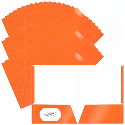 Jutom Glänzende Papiermappen, 2 Taschen, glänzendes Papier, laminierte Portfolios, Briefgröße, Präsentationsmappen mit Taschen für Büro, Lehrer, Arbeiter, Zubehör, Orange, 50 Stück Jutom Glänzende Papiermappen, 2 Taschen, glänzendes Papier, laminierte Portfolios, Briefgröße, Präsentationsmappen mit Taschen für Büro, Lehrer, Arbeiter, Zubehör, Orange, 50 Stück von Jutom