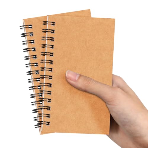 Jutom Kleine Spiralnotizbücher, Notizblöcke, 7,6 x 12,7 cm, kleine Notizbücher mit linierten Seiten, kleine Tagebücher für Büro, Schule, Arbeit, Schreibbedarf, 120 Seiten (Kraftfarben) von Jutom