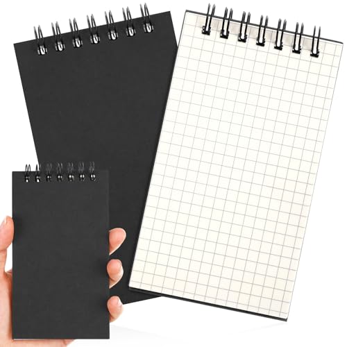 Jutom Mini-Taschennotizbücher, Großpackung, 7,6 x 12,7 cm, kariertes Papier, Spiralblock, 120 Seiten, 80 g/m², Mini-Notizblöcke für Zuhause, Klassenzimmer, Büro, Arbeitsbedarf, Schwarz, 2 Stück Jutom Mini-Taschennotizbücher, Großpackung, 7,6 x 12,7 cm, kariertes Papier, Spiralblock, 120 Seiten, 80 g/m², Mini-Notizblöcke für Zuhause, Klassenzimmer, Büro, Arbeitsbedarf, Schwarz, 2 Stück von Jutom