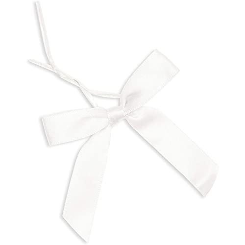 100 kleine weiße Satinschleifen mit beschichtetem Draht für Geschenke, Hochzeitsdekoration, je 6,3 x 7,6 cm von Juvale